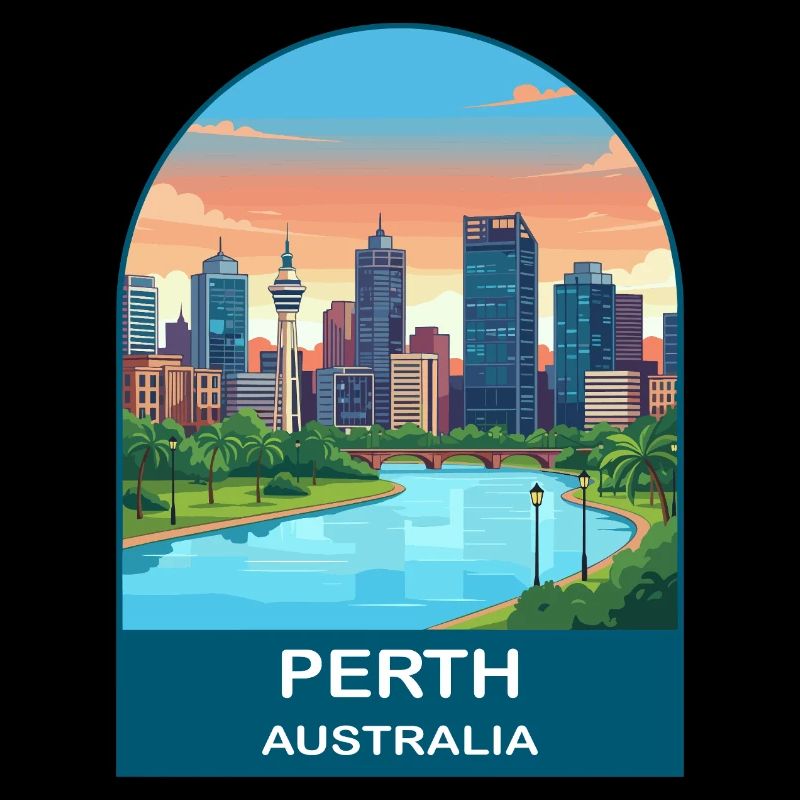 Perth, Australien Swan River Reiseplakat-Kunst