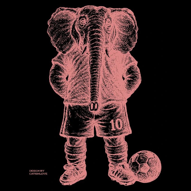Elephant with soccer ball for bright shirts