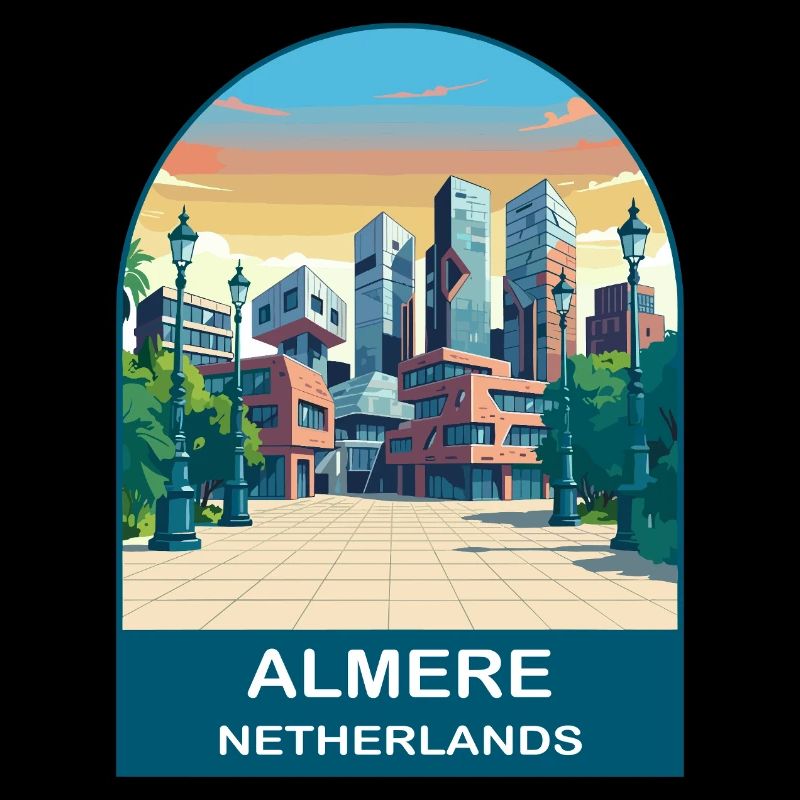 Almere Pays-Bas Modern Skyline Art Vintage