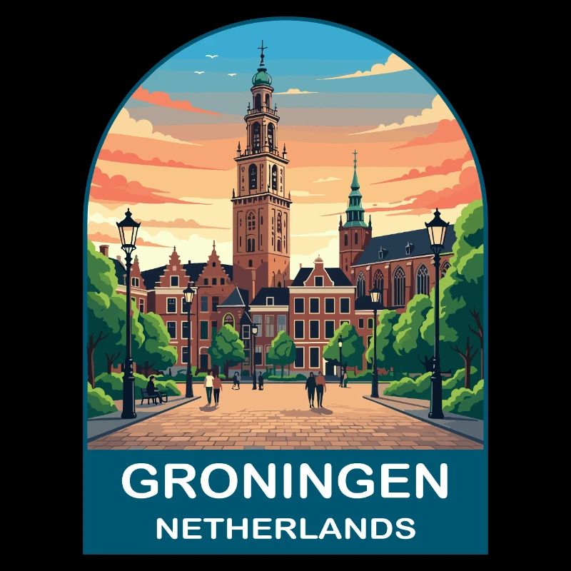 Affiche de voyage Groningue, Pays-Bas, Martinitoren,