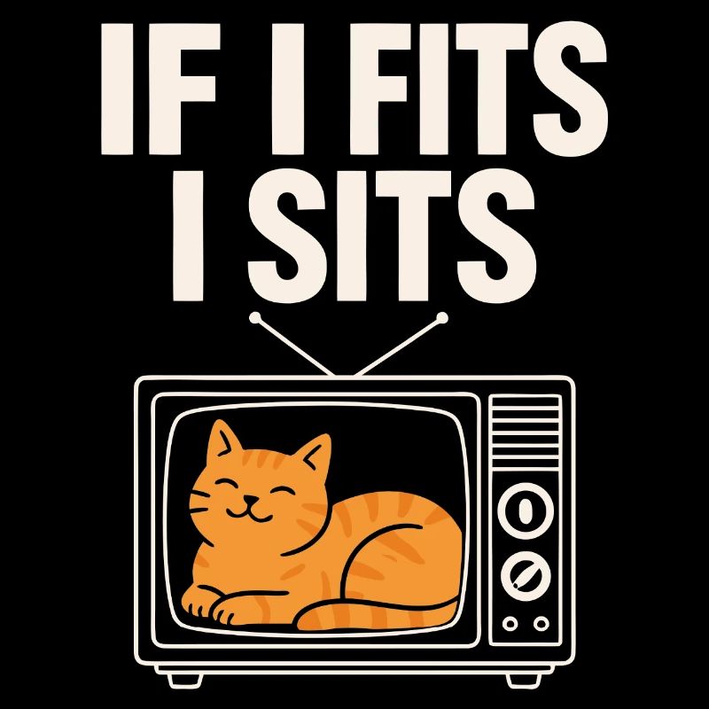 Chat Mignon Rétro TV If I Fits I Sits