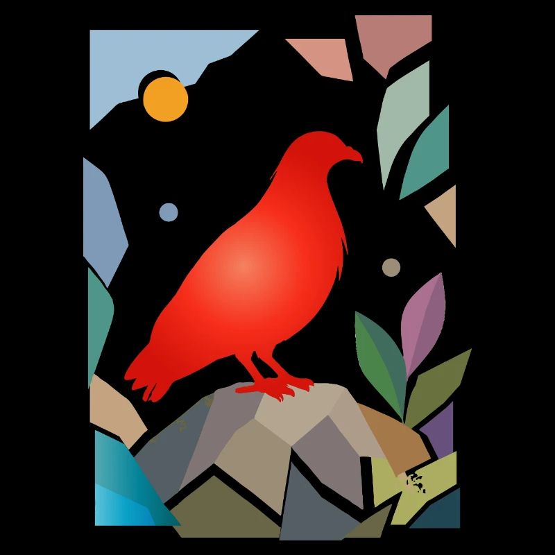 Rote Taube auf Stein Vogel Design