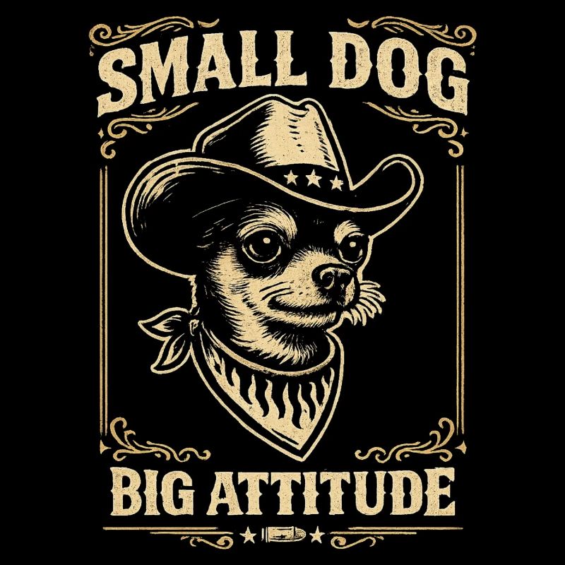 Kleiner Hund, große Attitüde – Vintag-Cowboy-Stil