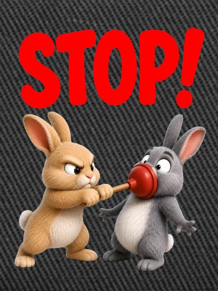 Stop! Rabbits in warning