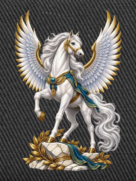 Pegasus mit goldener Szenerie