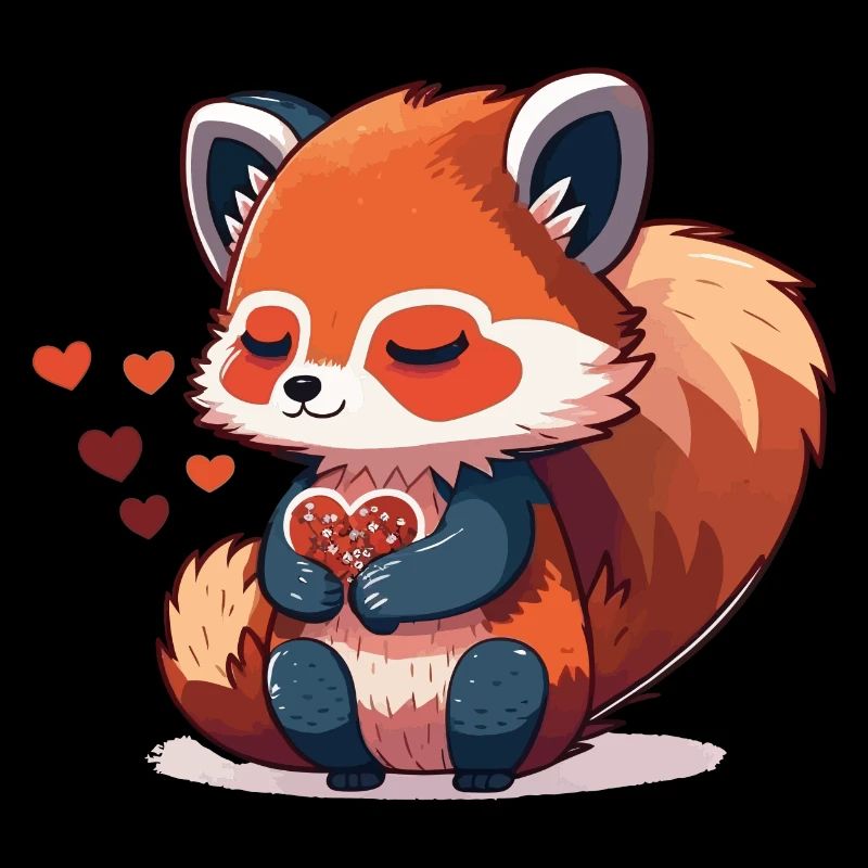 roter Panda mit Herz