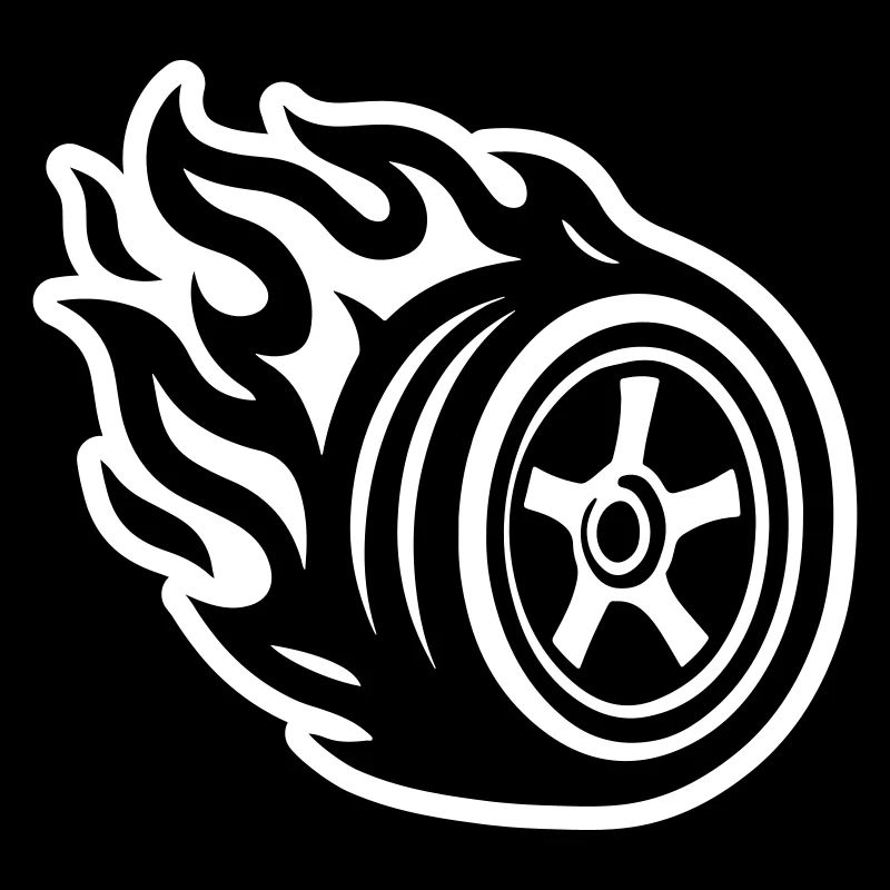 Burning car tire
