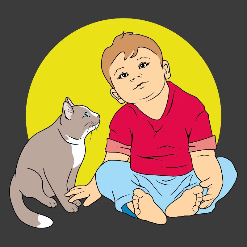 Junge spricht mit Katze