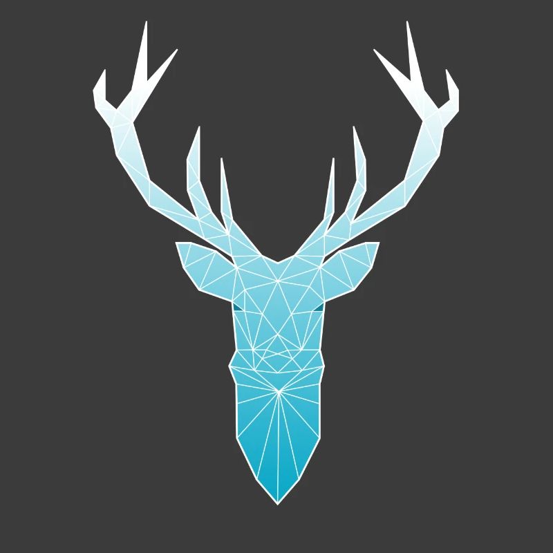 Deer head in triangle design (light blue)