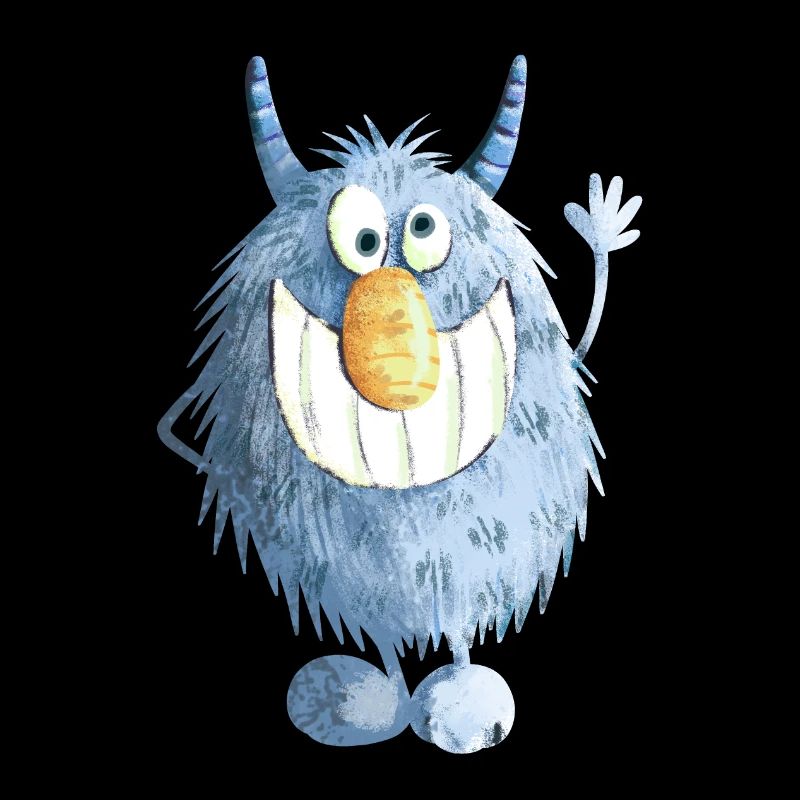 Blue grinning monster