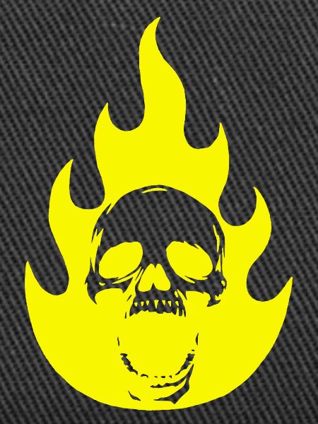Skull and yellow flame