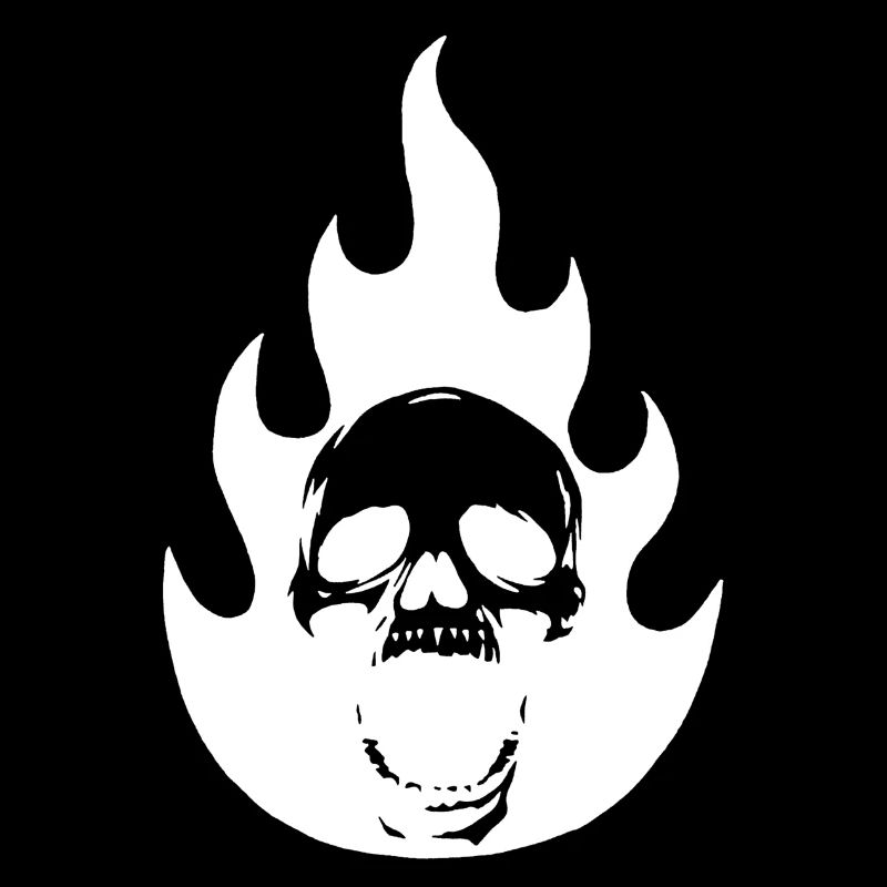 Skull and white flame