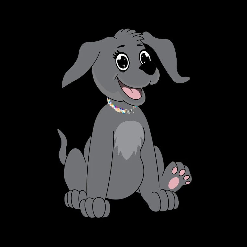 Dog sits - grey
