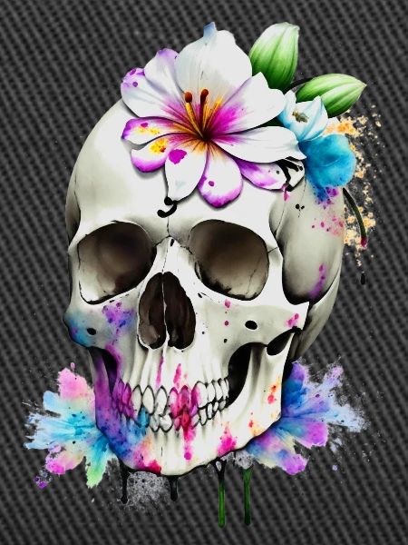 Skull with lilies