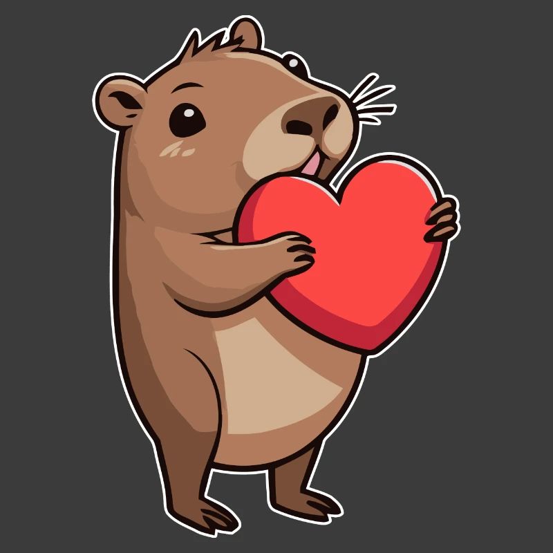 Capybara avec coeur Saint-Valentin
