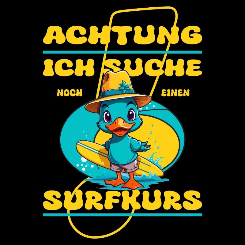 Cute duck with surfboard
