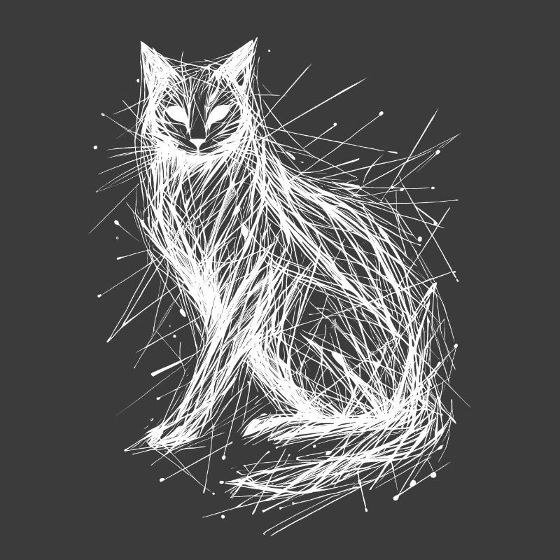 Abstract Cat Portrait with Wildcut Lines