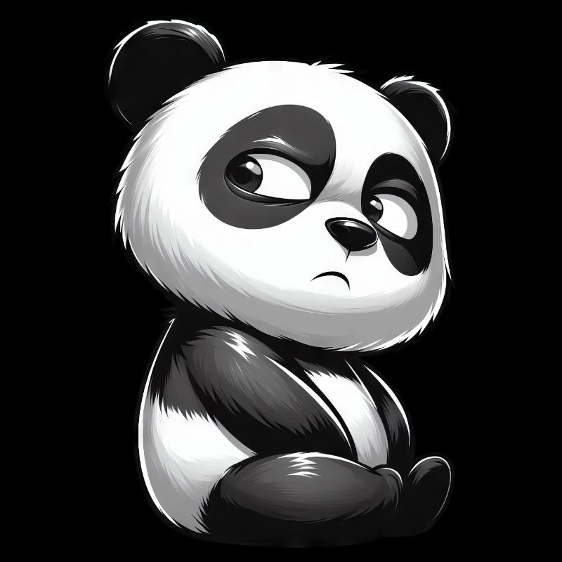 Skeptical Panda Cartoon Cute Doubt