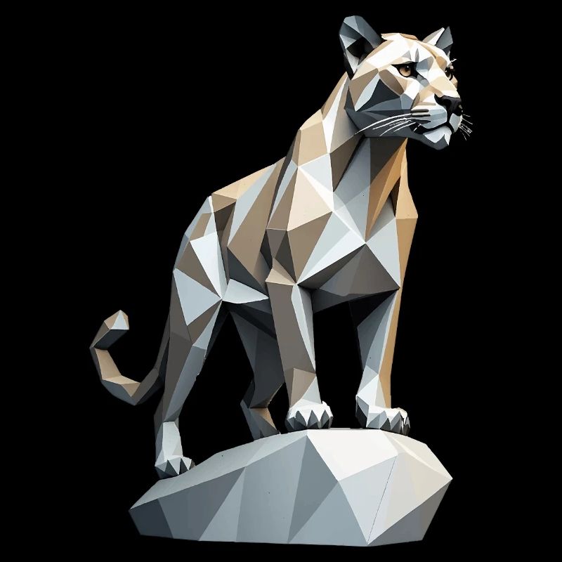 Mountain Lion - Mignon chat Low Poly