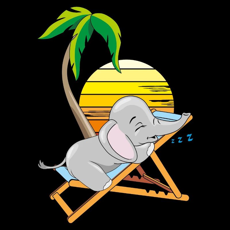 Bébé éléphant endormi sous le palmier