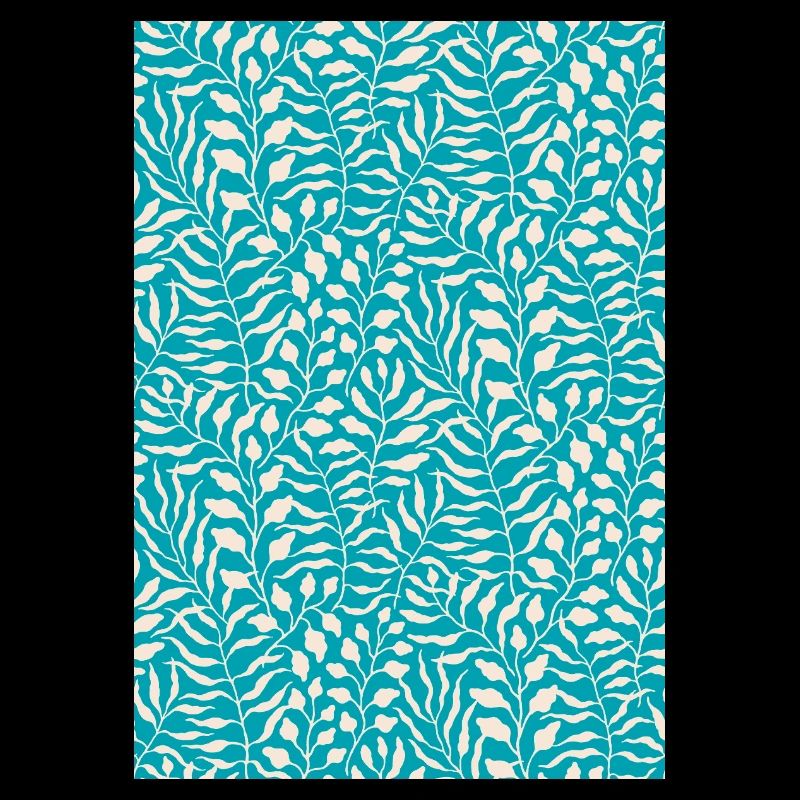 Blue Palm Leaf Design