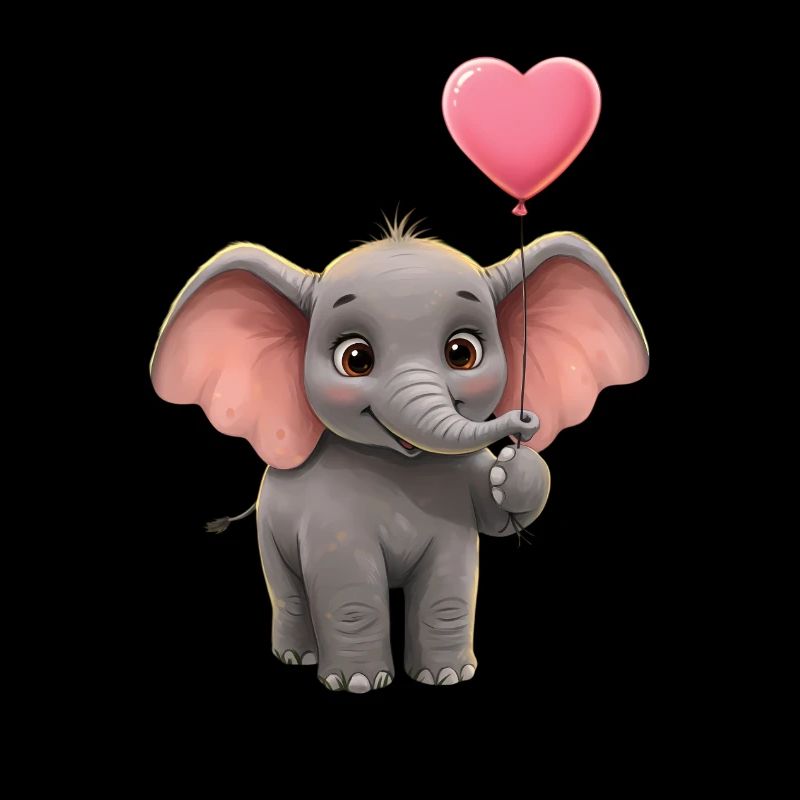 Un mignon bébé éléphant avec un ballon en forme de cœur