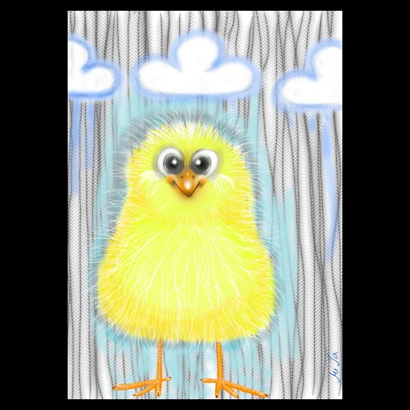Mignon caneton jaune sous la pluie
