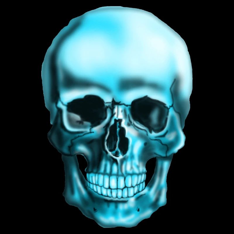 Blauer Schädel Neonprint