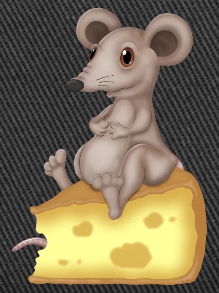 Cute mouse on cheese