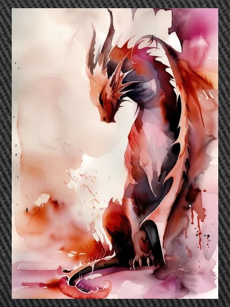 Roter Aquarell-Drache