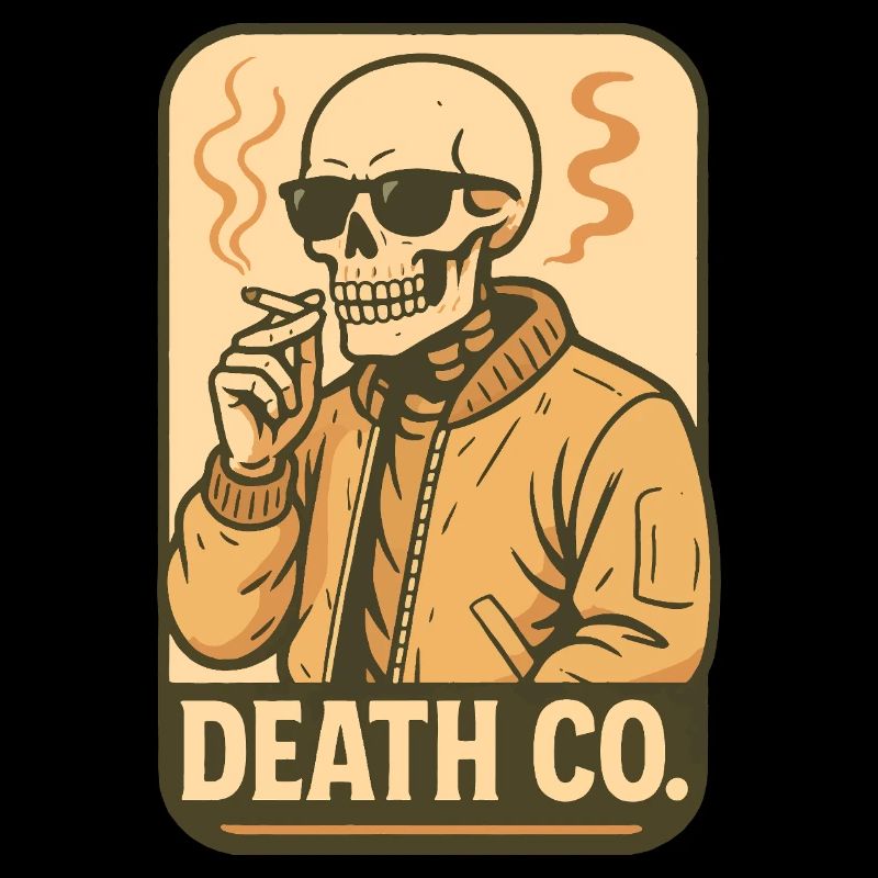 Skeleton Smoking in Bomber Jacket