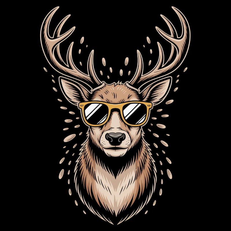 Hirsch mit Geweih und Sonnenbrille