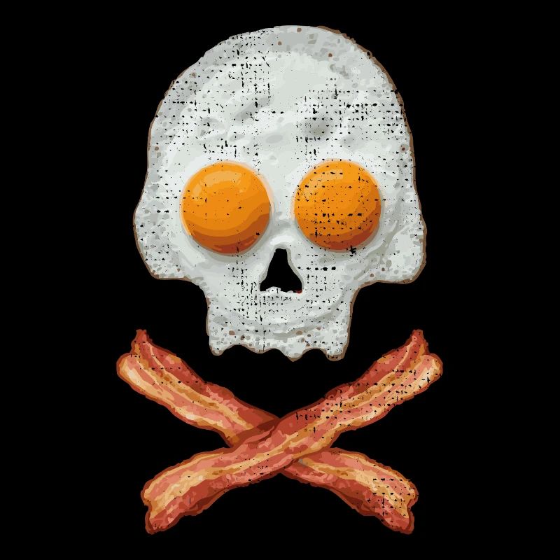 Crâne d’œuf frit avec croix de bacon