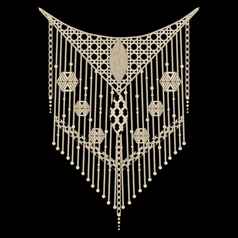 Fine macramé ornament with geometric details