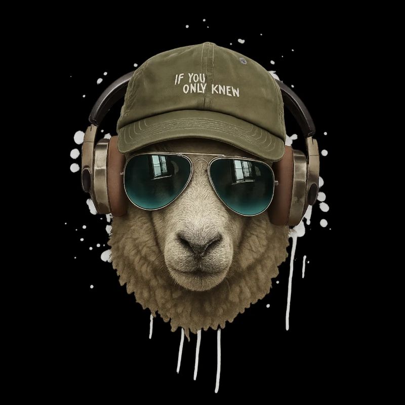 Schaf mit Kopfhörer Retro Stil