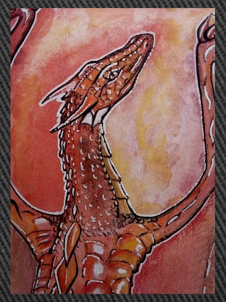 Roter Drache handgemalt 