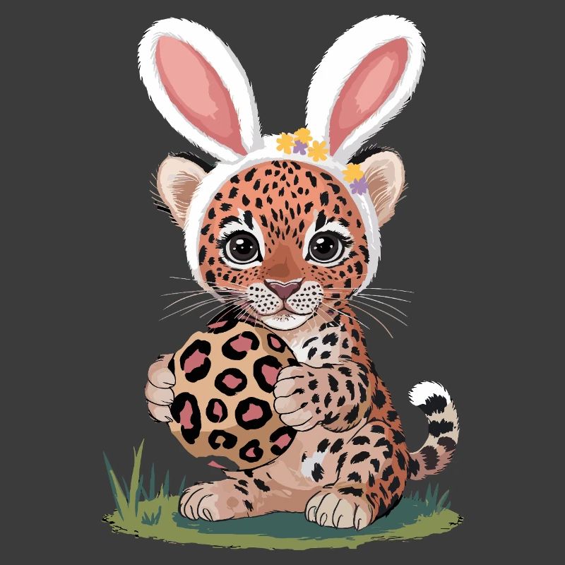 Cute Easter Leopard Baby with Bunny Ears and