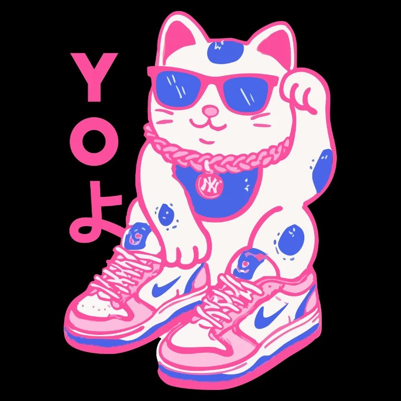 Neon Maneki Sneaker Cat