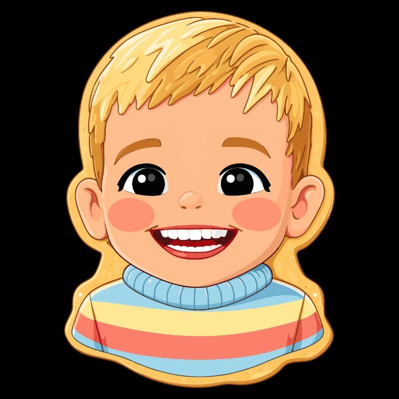 Motif biscuit : enfant joyeux avec un pull coloré