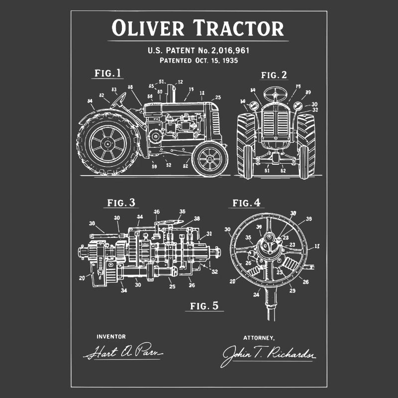 Oliver Tractor Blueprint Patent Artwork