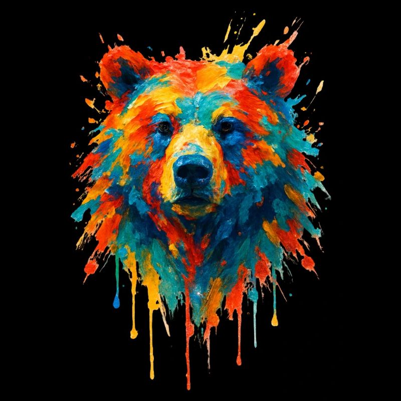 Bear in splatter dynamic painting