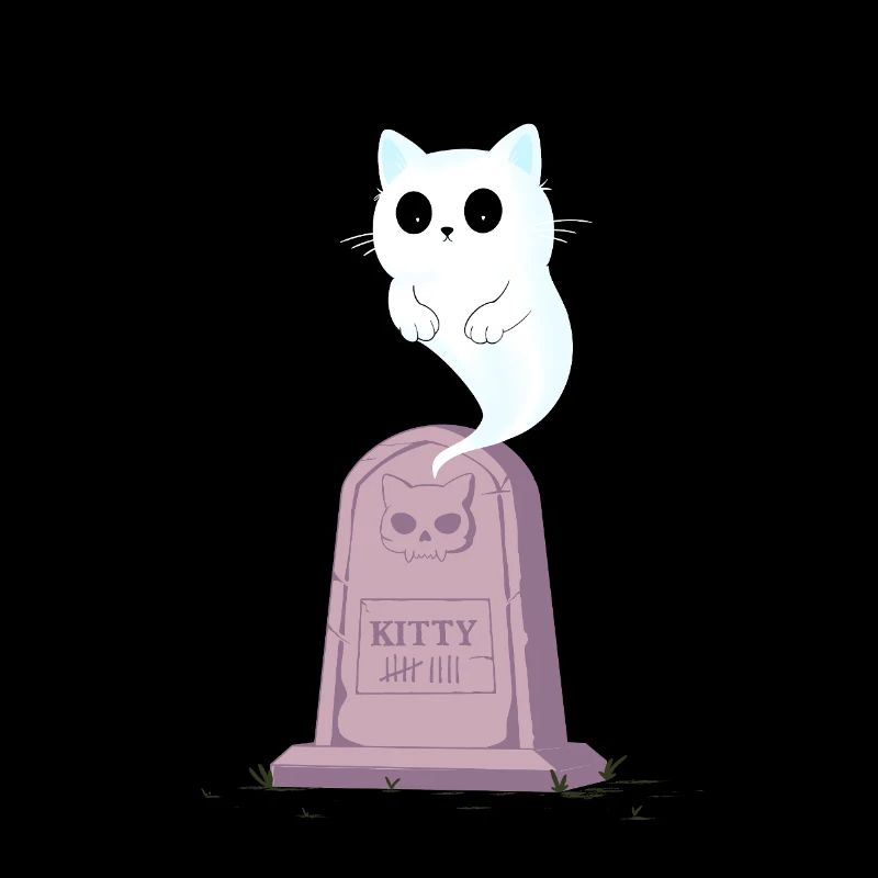 Ghost kitten on the gravestone