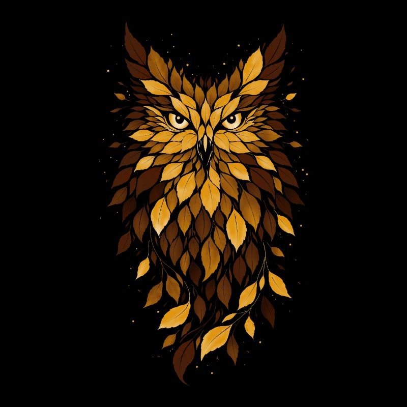 Golden Owl Leaf Pattern