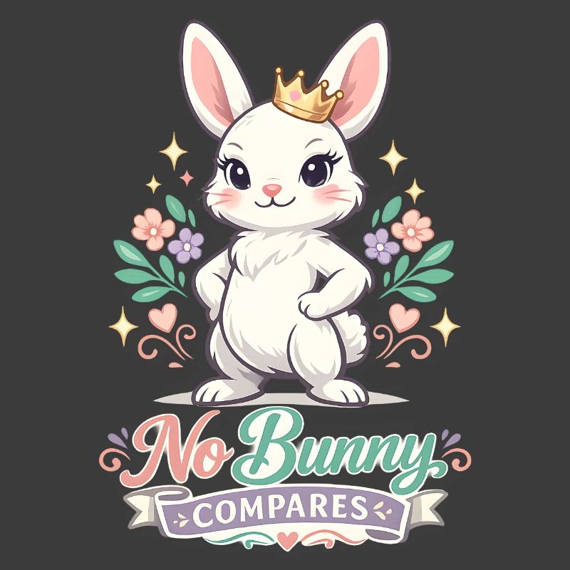 Cute Easter bunny with colorful egg and lettering