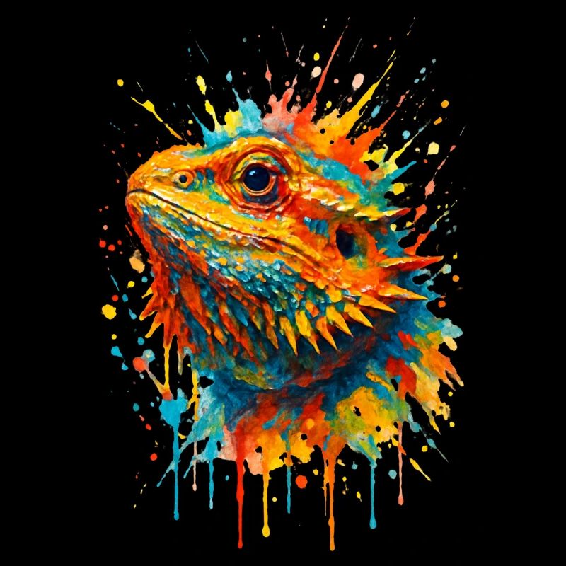Dragon Barbu Aquarelle aux Éclats de Couleurs