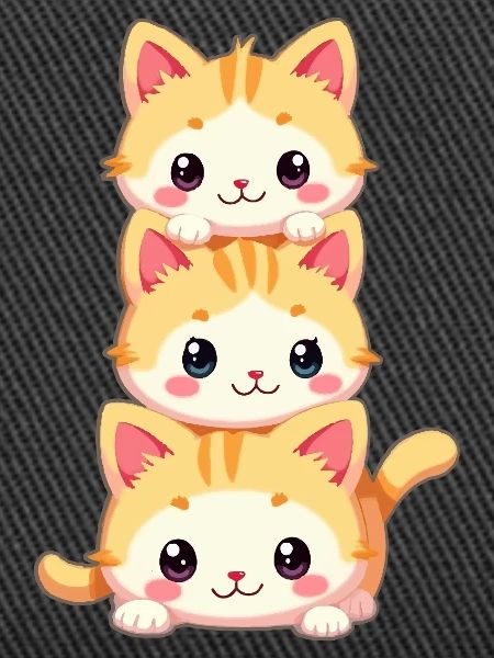 Stacked Kitten Trio