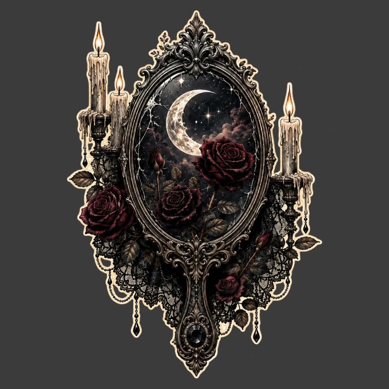 Gothic Mirror with Roses and Candles