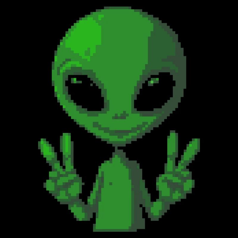 Pixel Alien Friedenszeichen