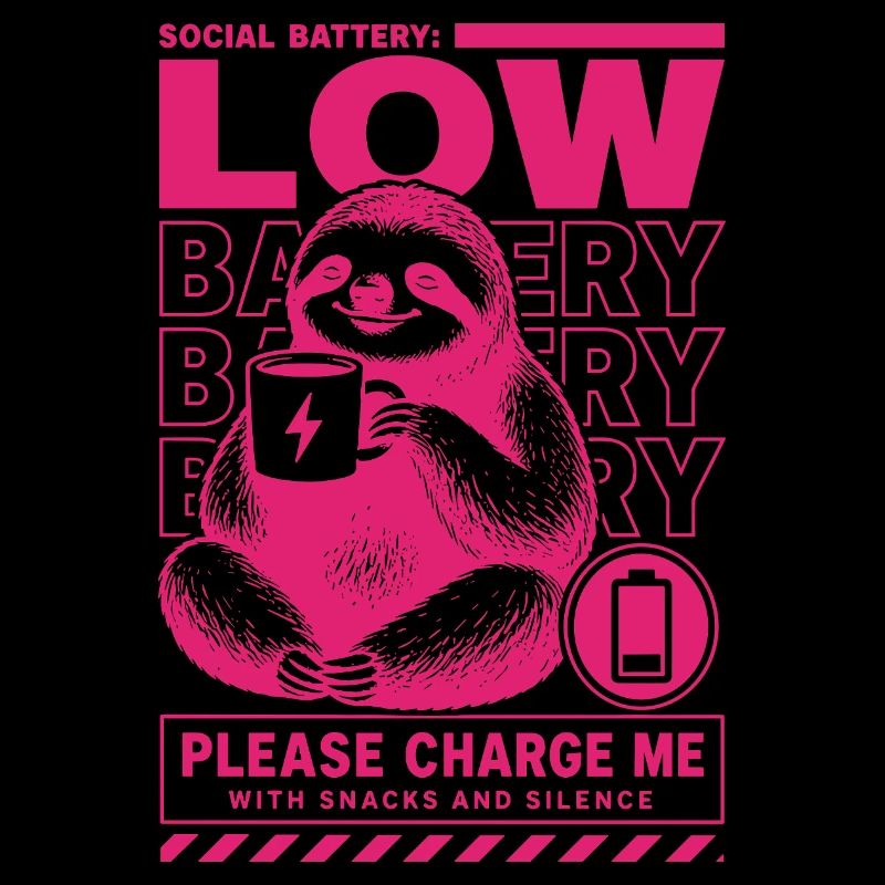 Low Battery Sloth Funny Design