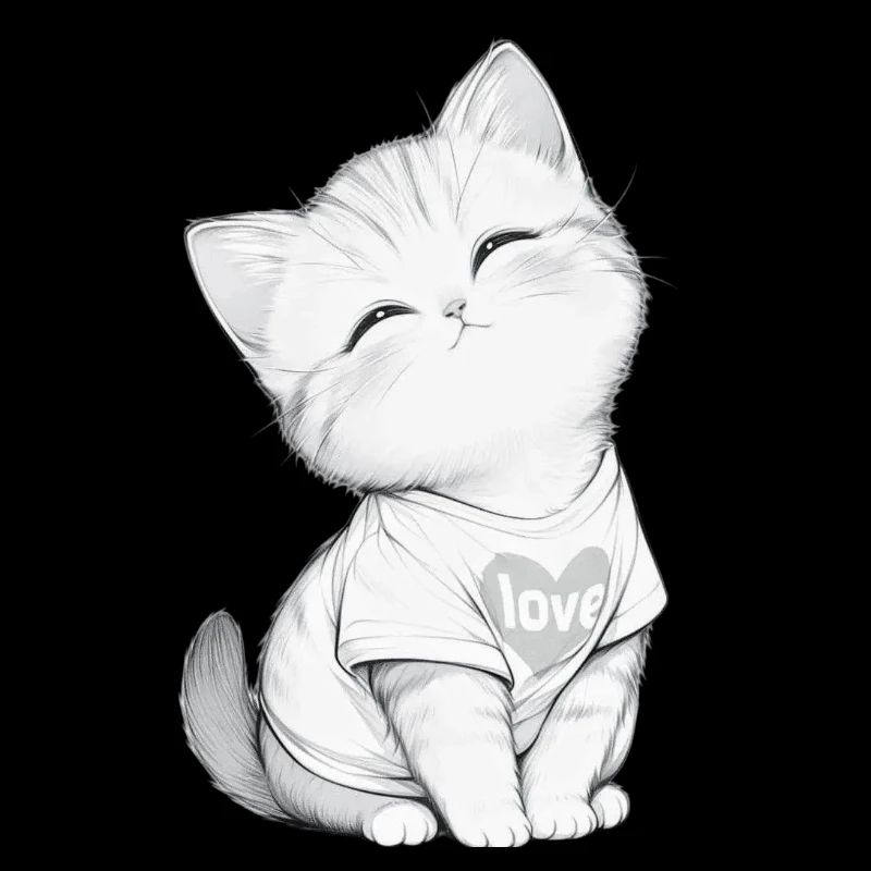 Kuschelige Katze im Herzen Liebe